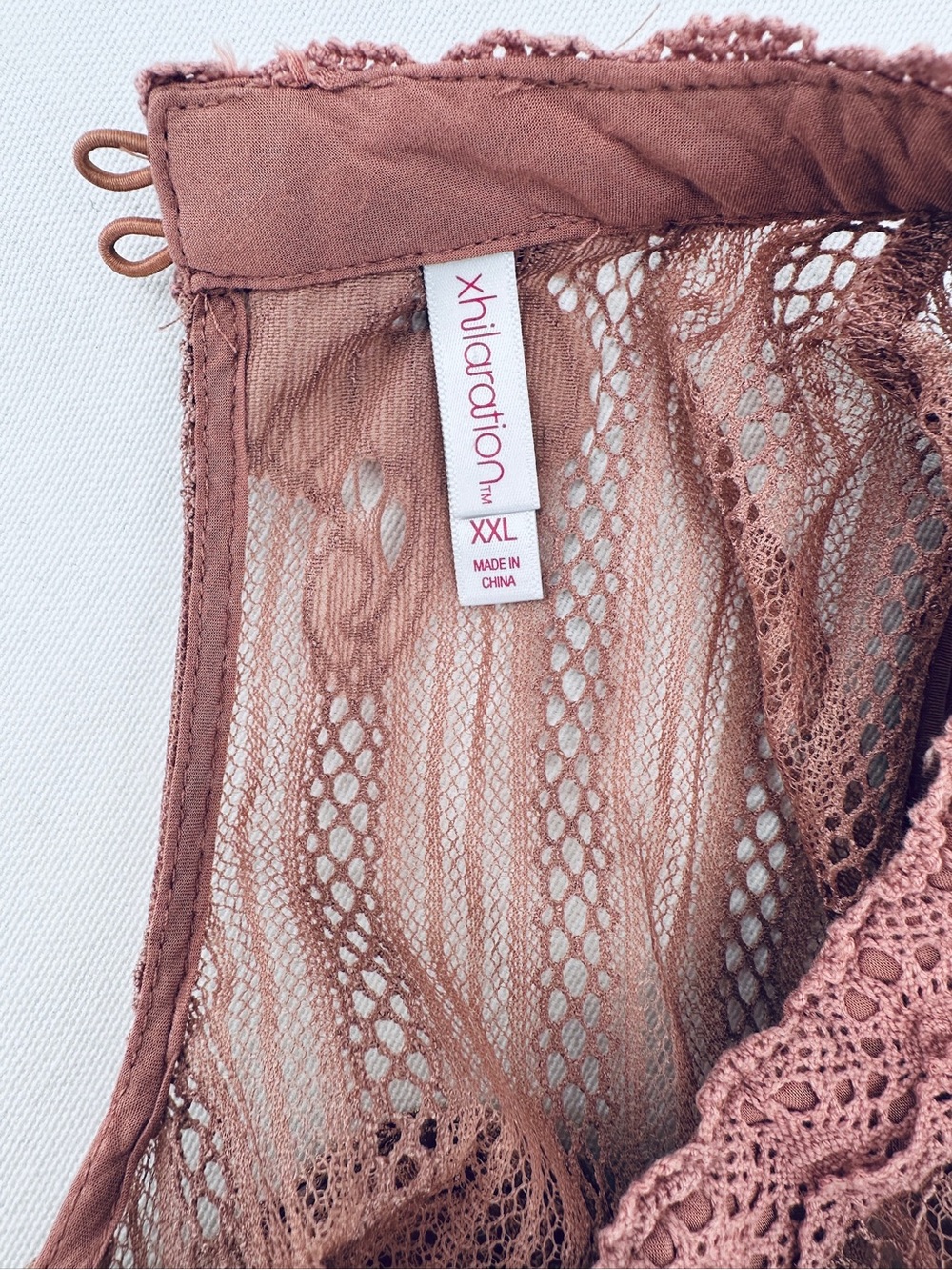 Romantic Floral Lace Babydoll Mini Dress XXL Dusty Rose Scalloped Boho - Picture 6 of 11